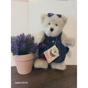 Boyds Bears T Lynne Bearyproud Americana Plush Navy Blue Star Dress 913932 NWT